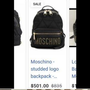 NWT MOSCHINO full size MSRP$879  gold studded backpack black